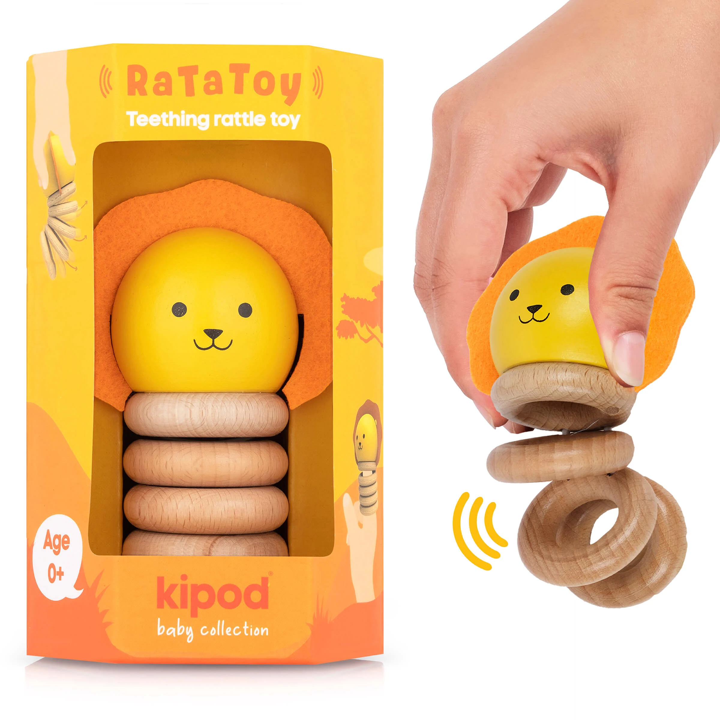 Kipod Ra-Ta-Toy Lion – Rattle, Teether and Finger puppet